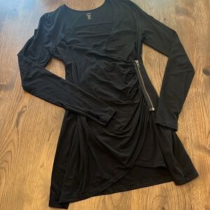 Zobha Women's Black Faux Wrap Dress Large